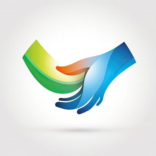 Foto un logo colorato con una mano che dice 