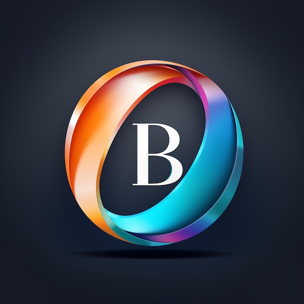 A colorful logo with the letter b in a rainbow colored circle