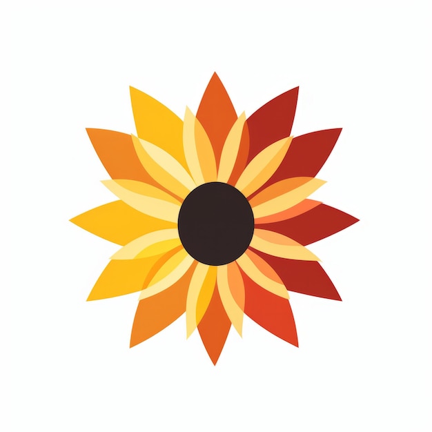 Photo colorful logo with vibrant sunflower in minimalistic design