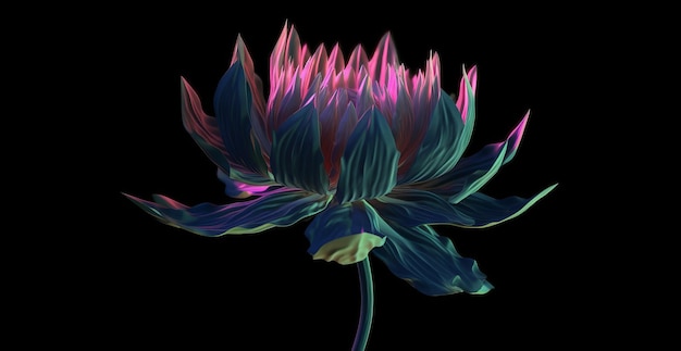 A colorful lotus flower on a black background