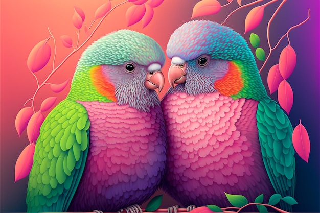 Colorful love bird, Generative Ai