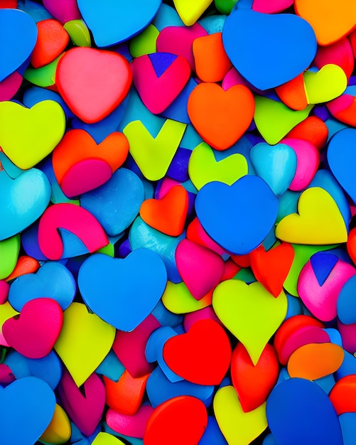 다채로운 사랑 심장 모양의 스티커