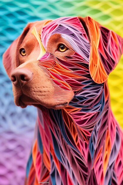 Photo colorful low poly dog art collection