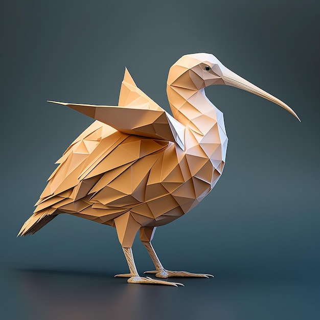 Colorful low poly geometric albatross bird AI Generated