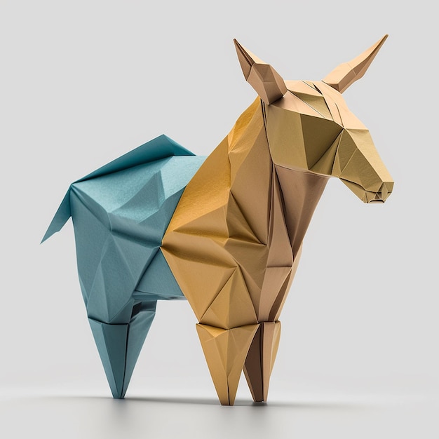 Colorful low poly geometric goat animal AI Generated