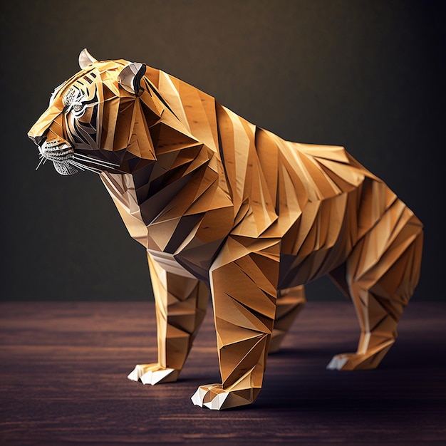 Colorful low polygon art geometric tiger animal AI Generated