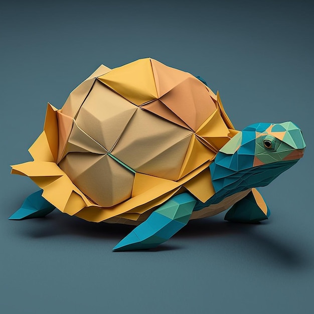 Colorful low polygon art geometric turtle animal AI Generated