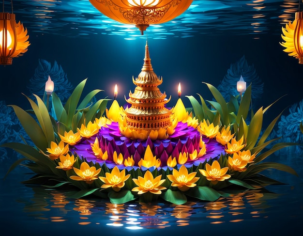 Foto colorato loy krathong festival in thailandia