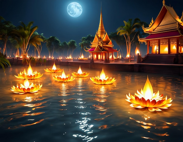 Foto colorato loy krathong festival in thailandia