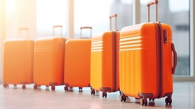 Colorful Luggage at the Airport for Holiday Adventures Generative AI