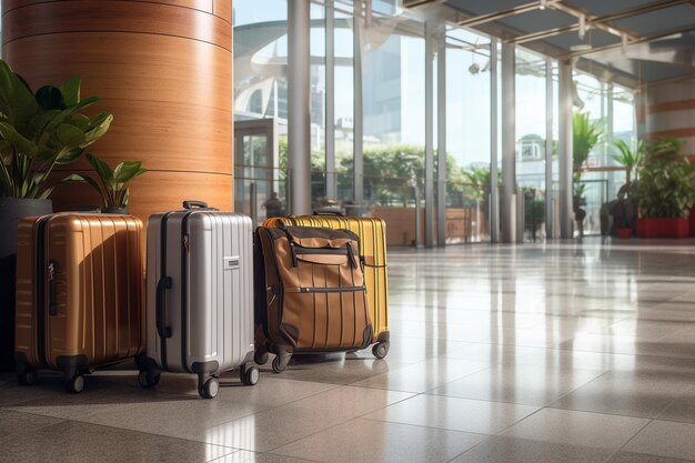 Colorful luggage in the airport terminal Ai Generated