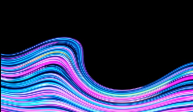 Colorful luminous lines holographic foil rainbow wave abstract texture background