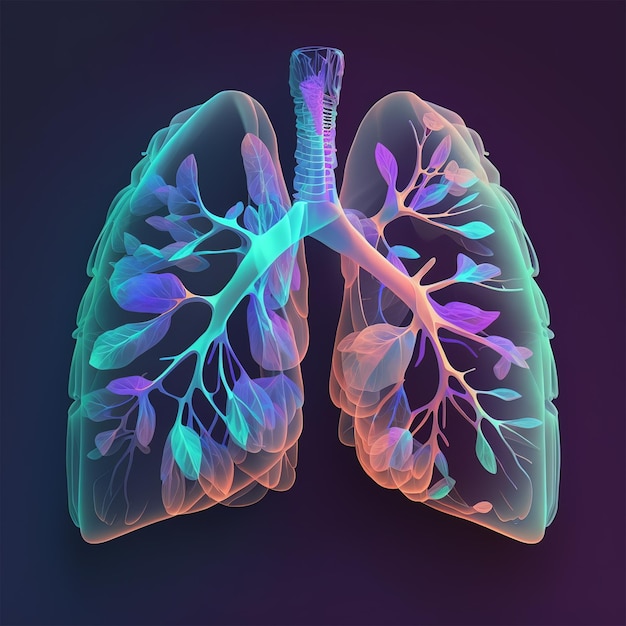 Photo colorful lungs on dark background