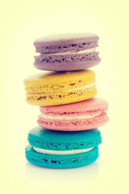Colorful macaron cookies. Toned
