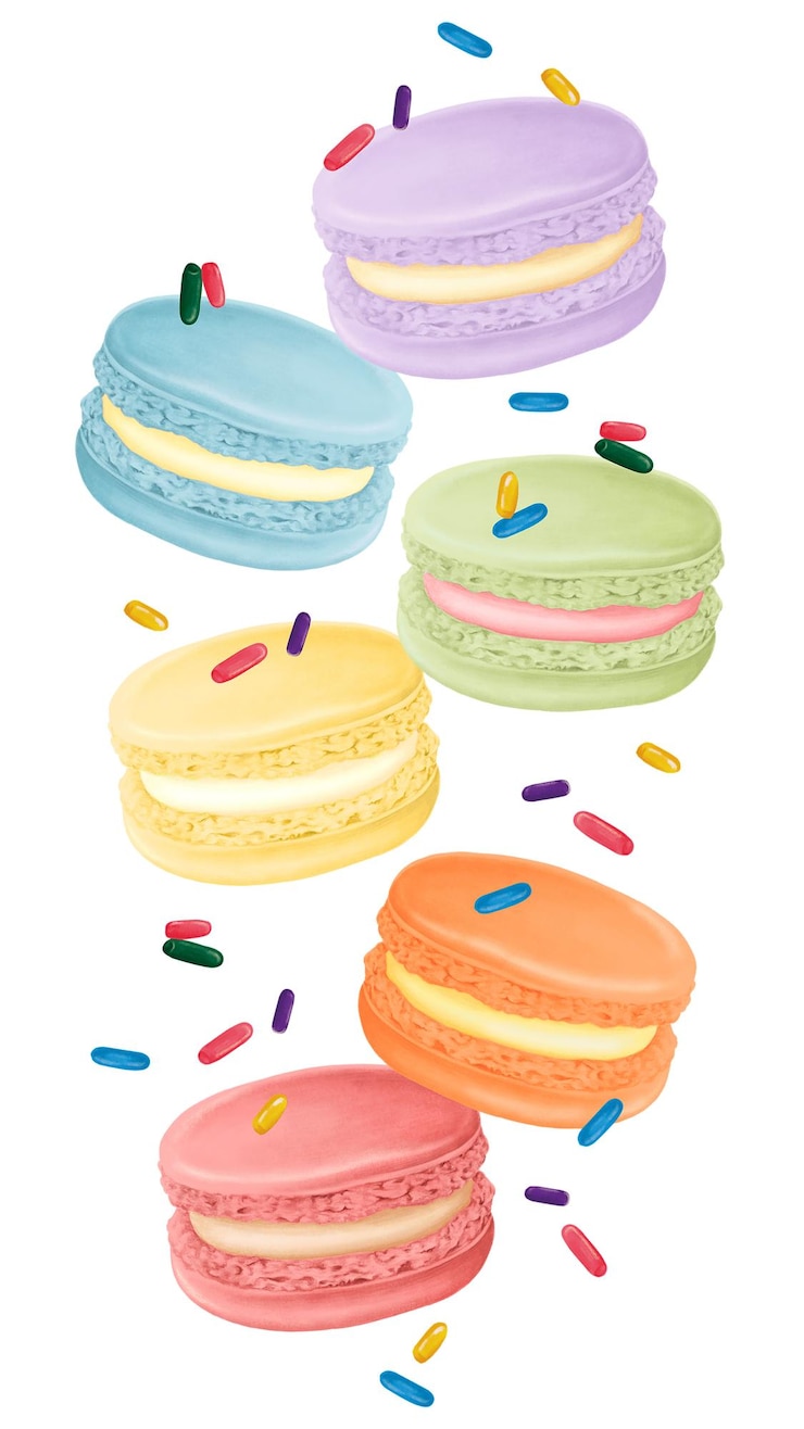 Photo colorful macaron png sticker transparent background