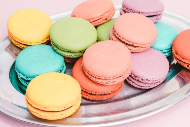 Colorful macarons cakes sweet food