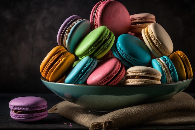 Colorful macarons Close up photograph