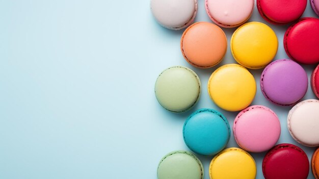 Colorful macarons in a delightful flat lay composition