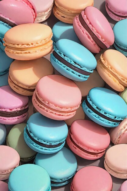 Colorful macarons desert soft pastel color