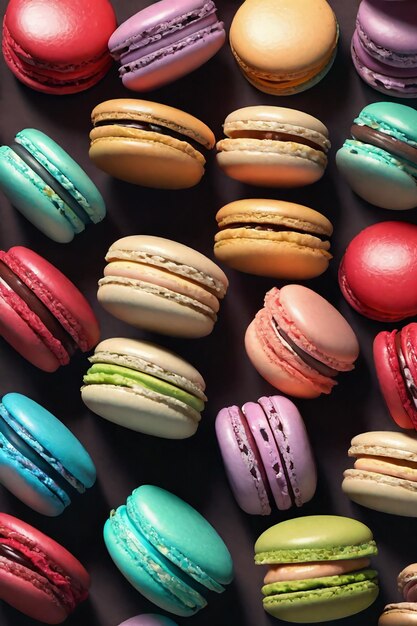 Photo colorful macarons desert soft pastel color