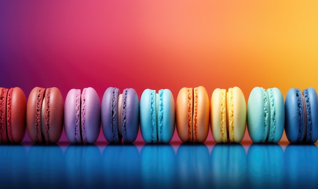 Photo colorful macarons dessert with vintage pastel tones