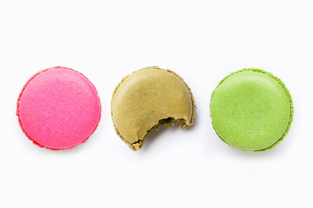 Colorful macarons isolated on white 