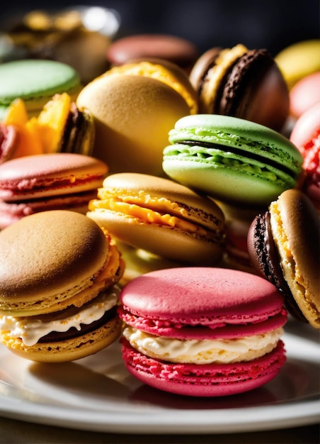 Colorful macarons on a plate