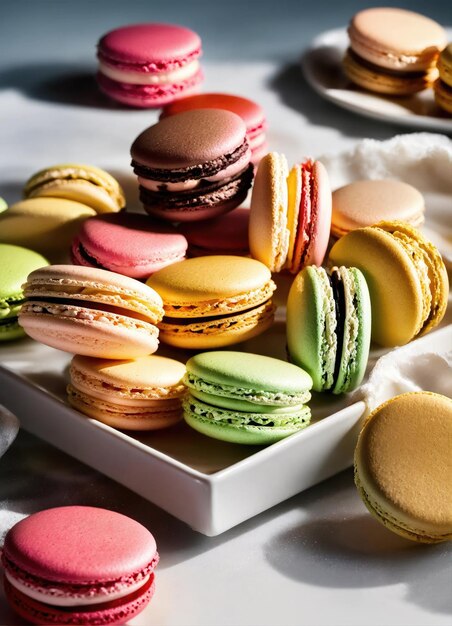 Colorful macarons on a plate