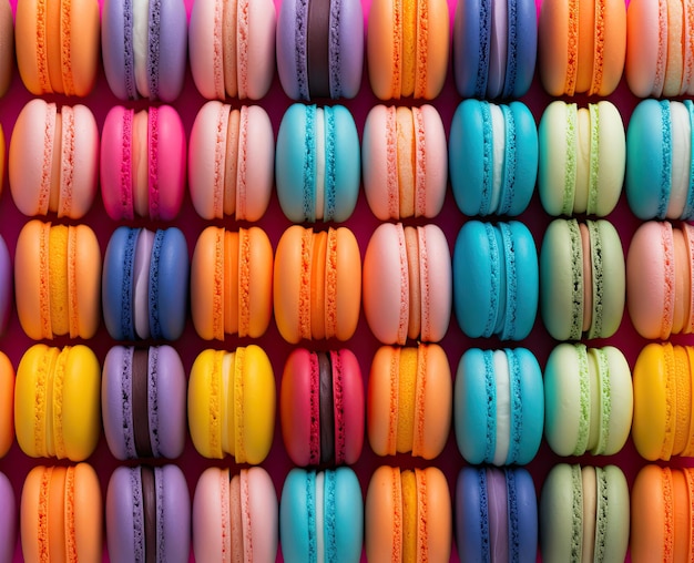 Colorful macarons sandwich cookies with thick chromaticity wallpaper rainbow thick vertical stripes