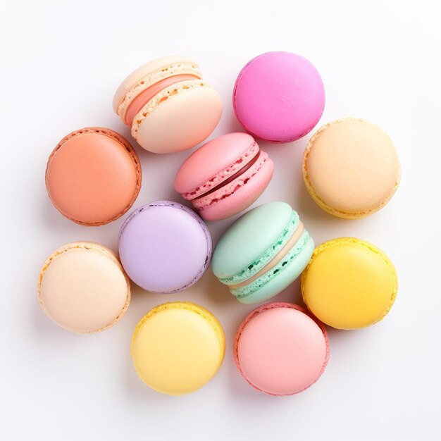 Colorful Macarons On White Background