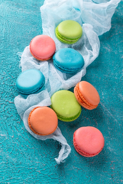 Colorful macaroon cookies.