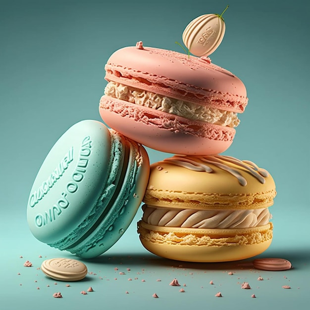 A colorful macaroon is stacked on top of each other.