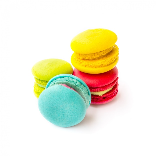 Colorful macaroon on white background