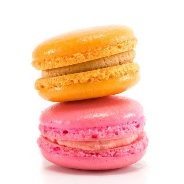 Colorful macaroon on white isolate background.