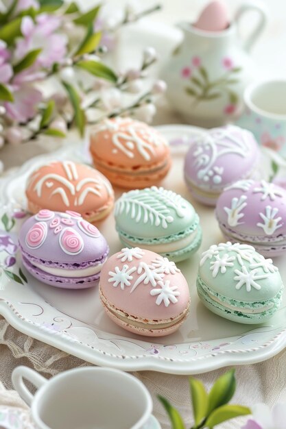 Colorful Macaroons Arranged on White Plate