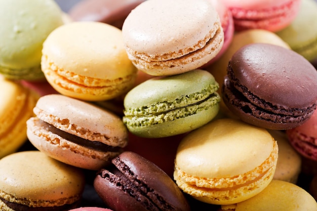 Colorful macaroons as background