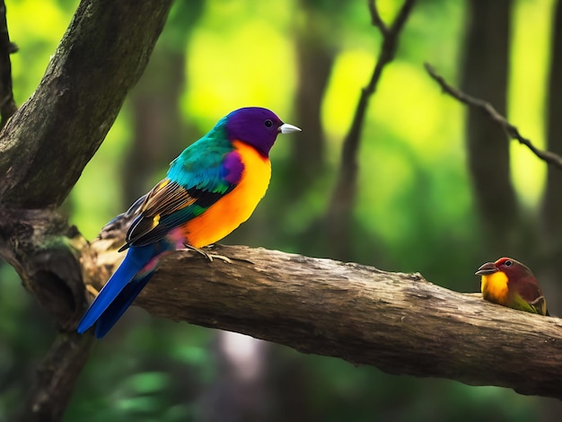 Photo colorful macaw bird in forest ai generated