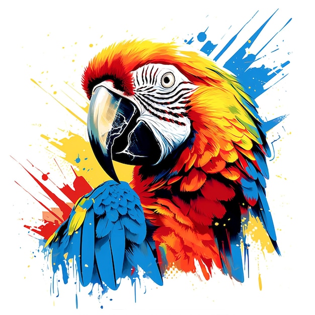 Colorful macaw body illustration