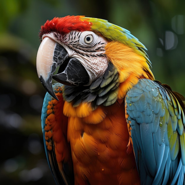 熱帯雨林の生息地のカラフルなコンゴウインコ