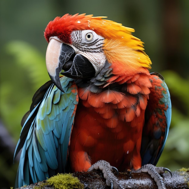 Colorful Macaw in Rainforest Habitat