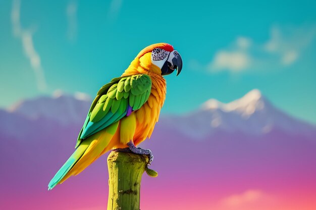 Colorful Macaw Talking Pet Bird Wallpaper Background Illustration HD Photography