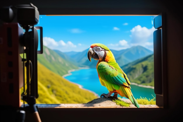 Foto colorful macaw talking pet bird wallpaper illustrazione di sfondo fotografia hd