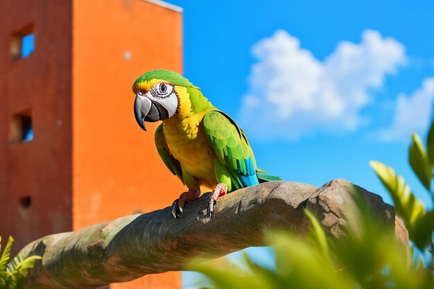 Photo colorful macaw talking pet bird wallpaper background illustration hd photography