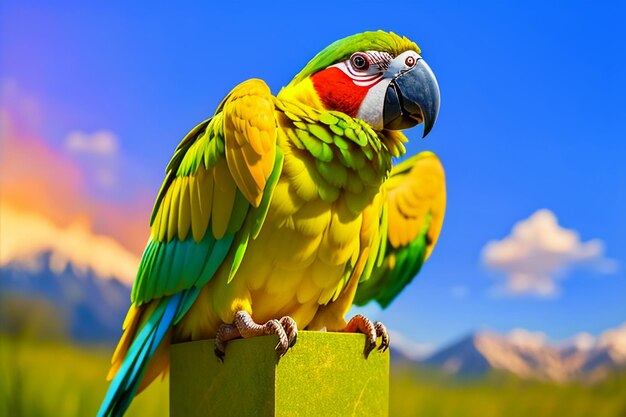 Photo colorful macaw talking pet bird wallpaper background illustration hd photography