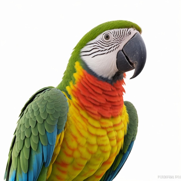 a colorful macaw on white background