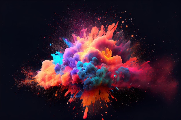 Colorful magic explosion on dark background