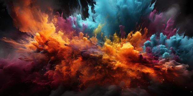 Colorful magic explosion on dark background