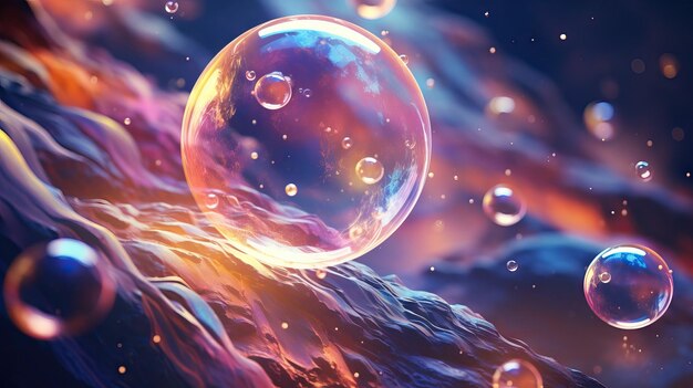 Красочные волшебные фантазии, мечтательные пузыри или мыльные пузырьки, созданные искусственным интеллектом
