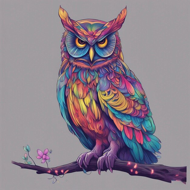 A colorful magical owl ai generated