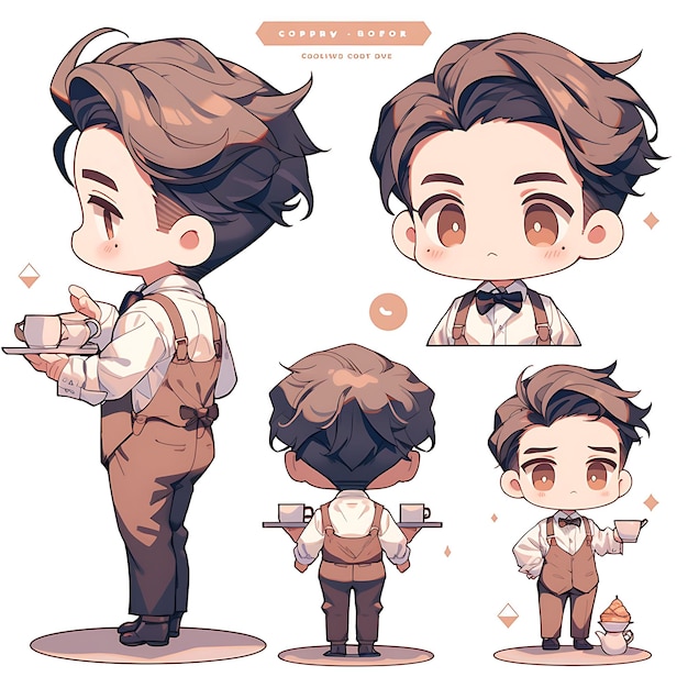 Colorful Male Barista Chibi Kawaii Coffee Roaster Hipster Fashion Ear Creative Collections design